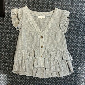Top navy pinstriped